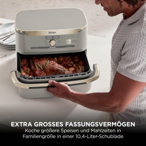 Friteuza cu aer cald Ninja Foodi FlexDrawer, 10.4L, Dual Zone, Stone Gold - Img 4