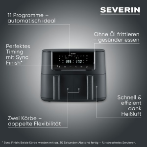 Friteuza cu aer cald Severin FR 2463, 2x4L, 2600W, neagra - Img 2