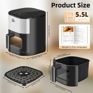 Friteuza cu aer cald Uten Dual Blaze 55L 14 programe fereastra transparenta - Img 8