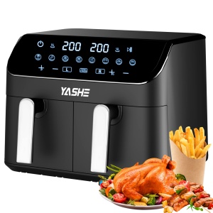 Friteuza cu aer cald YASHE Dual Zone, 9L, Touchscreen, 8 programe presetate
