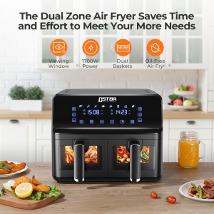 Friteuza cu aer de 1700 W, cos dublu de 8 litri, ecran tactil, tehnologie 360 deg, rapid si sanatos - Img 6