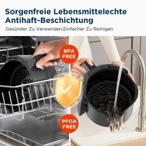 Friteuza cu aer Midea MF-CN40C2 4L friteuza cu aer fara ulei 1500W 8 moduri de gatit preprogramate 35-200degC coacere prajit gratar dezghetare alarma  - Img 5
