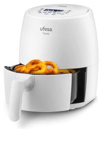 Friteuza cu aer Ufesa Twist Deep Fryer, 2L, Airfryer cu 6 programe, 1200w, ceas de timp, temperatura 80oC pana la 200oC, fara BPA, acoperire antiaderenta, Cool Touch, alb, exclusiv