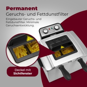 Friteuza dubla ProfiCookr Friteuza cu 2 cosuri mici si 1 mare Friteuza dubla cu tehnologie de zona rece Friteuza cu capacitate de 5L si recipient deta - Img 4