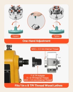 Futur cu 4 Bace VEVOR, 4 Inch, din Otel Inoxidabil, cu Adapter 1 Inch x 8 TPI - Img 6