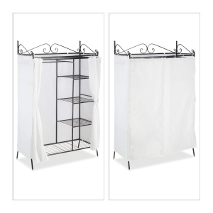 Garderoba din metal Relaxdays COUNTRY, 172 x 105 x 45 cm, negru-alb - Img 7