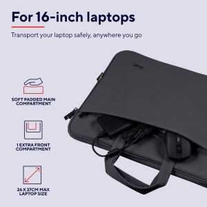 Geanta laptop Trust Bologna Slim, 16 inch, neagra, din material reciclat - Img 6