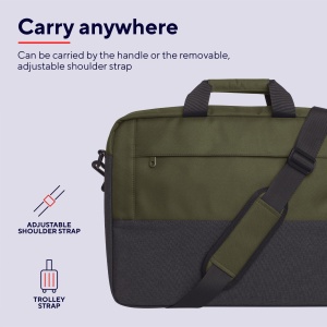 Geanta pentru laptop Trust Lisboa 16 inch, geanta de umar barbati femei cu curea de carucior, geanta din sticle PET reciclate, geanta de lucru pentru afaceri de calatorie MacBook notebook HP Dell Asus Lenovo - verde - Img 4