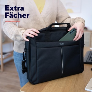 Geanta pentru laptop Trust Primo 16 inch, geanta cu curea de umar, geanta cu captuseala interioara pentru protectie, geanta de umar pentru calatorii, afaceri, birou, scoala - negru - Img 6