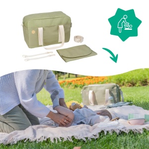 Geanta pentru scutece Badabulle Bowling Olive - Capacitate 20L, 8 buzunare - Img 6