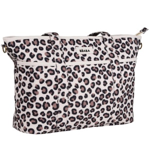 Geanta pentru scutece Beaba Madrid Modular 22L, design elegant, 11 compartimente, culoare leopard clay - Img 2