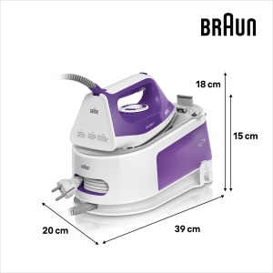 Generator de abur Braun CareStyle 1 IS 1014 VI, talpa SuperCeramic, 3 setari de termostat, functie de abur vertical, Easy CalcClean, explozie de abur 360 g/min, rezervor de apa de 1,5 l, 2200 W, alb-violet - Img 2