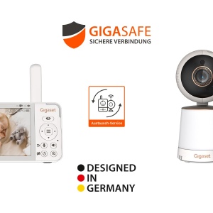 Gigaset Baby 500 Video - Monitor video pentru bebelusi cu transmisie video HD - Tehnologie Secure FHSS - Ecran LCD IPS de 5" - Durata lunga de viata a bateriei - Mod de vedere pe timp de noapte color - Alb crem/Bronz - Img 7