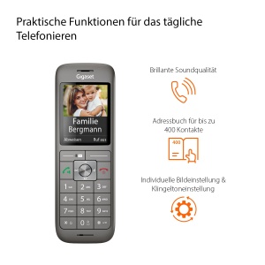 Gigaset CL660HX - receptor DECT de design cu suport de incarcare - compatibil Fritzbox - telefon fara fir de inalta calitate pentru router si baza DECT, antracit-metalic [versiunea germana] [Fara baza] - Img 4