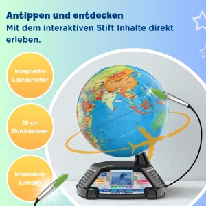 Glob Interactiv VTech cu Ecran si Stilou, 26 cm, 9000 Fapte - Img 4