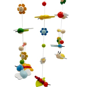 goki 52924 Pajiste mobila de primavara 3D din lemn, flori si albine, animale, ceas si minune, 24x45cm, multicolor, bebelus - Img 6
