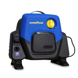 Goodyear - Aparat de spalat cu presiune compact 1400 W 100 bar 4,5 l/min. pistol si lance turbo. Tambur de furtun albastru. Sistem de oprire automata. Rezervor de detergent 200 ml, Albastru - Img 2
