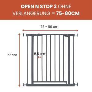 Gratar de siguranta hauck Open N Stop 2, 75-80 cm, gri inchis - Img 2