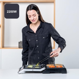 Gratar electric BlackDecker BXGR2200E, 2200W, placi antiaderente, deschidere 180, control temperatura - Img 2