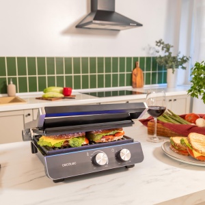 Gratar electric Cecotec RocknGrill Blaze Neon 2200W deschidere 180deg placi detasabile - Img 4