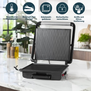 Gratar electric Princess 112425, 2000 W, suprafata antiaderenta 30x27 cm, argintiu - Img 5