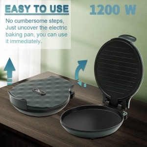 Gratar electric Uten, 1200W, suprafata antiaderenta, termostat reglabil, 30 cm - Img 2