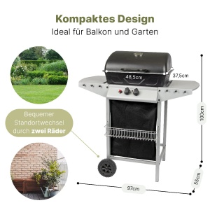 Gratar pe gaz Clatronic GG 3590 cu 2 zone de incalzire, 2 arzatoare, 48.5 x 37.5 cm - Img 5