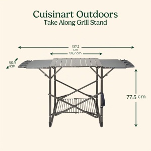Gratar portabil Cuisinart CFGS-222 cu 2 mese laterale, suport pentru 6 bauturi - Img 2