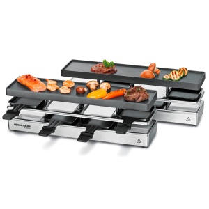 Gratar Raclette Rommelsbacher RC 1600 8 persoane antiaderent argintiu