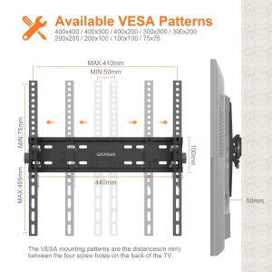 GRIFEMA TV TV TV Suport de perete pentru suport TV de 26-65 inch Suport TV extensibil rabatabil Universal de pana la 50 kg, max. VESA 400 x 400 mm, instalare usoara - Img 2