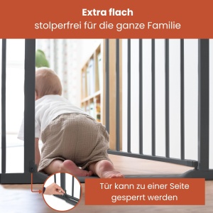 Grilaj de siguranta hauck Clear Step, 75-80 cm, autoinchidere, gri inchis - Img 4