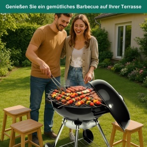 Grill cu Carbune HYCHIKA Kugelgrill 47cm, Compact, Mobil, cu Roti - Img 4