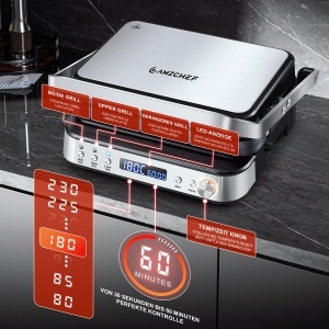 Grill Electric AMZCHEF XXL 2000W 4-in-1 cu Placi Intercambiabile - Img 2
