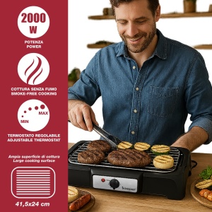 Grill electric Beper P101BBQ001, 2000W, suprafata XXL 41,5 x 24 cm, rauchfreies - Img 2