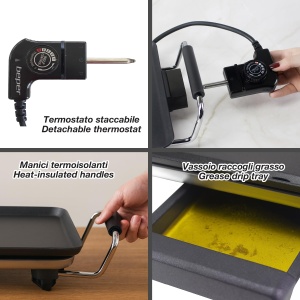 Grill electric Beper P101BBQ070 XL, 2000 W, suprafata 70 x 23 cm - Img 3