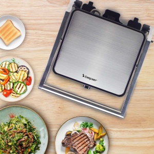 Grill electric multifunctional Beper P101TOS503, 2000 W, Placi antiaderente, Deschidere 180 - Img 6