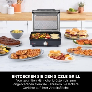 Grill electric Ninja Sizzle GR101EU, 260C, antiaderent, gri - Img 3