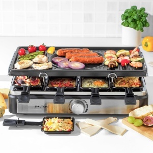 Grill electric si fondue Salter 2-in-1 1400W 8 tavi antiaderente 13L temperatura ajustabila - Img 3