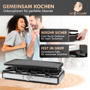 Grill Raclette Clatronic RG 3757 pentru 8 persoane, 1200-1400 W, cu placa detasabila - Img 7