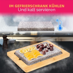 Grillplatte NutriChef Granitstein 38x27 cm, Antihaft, 290C, Bambus - Img 5