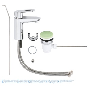 GROHE BauLoop - Robinet de lavoar cu o singura parghie (cu economie de apa, S-Size, cu tija de tragere, instalare cu o singura gaura), crom, 23335000 - Img 9