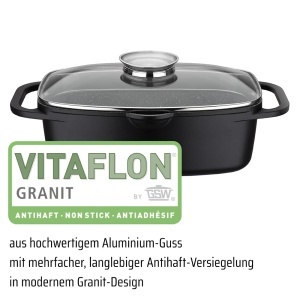 GSW Universalbrater Gourmet Granit 6 Litri Negru Aliaj Aluminiu Inductie - Img 3