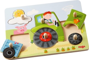 HABA 302535 - Puzzle captivant Peters Farm puzzle din lemn din 6 piese cu nasturi mari din lemn jucarii din lemn de la 12 luni - Img 2