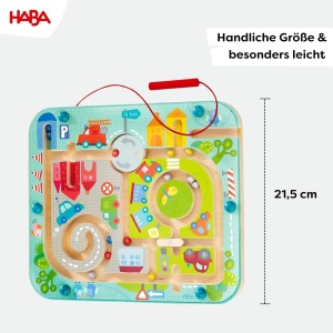 HABA Magnetic Game City Labyrinth - Jucarie educationala interactiva pentru copii de la 2 ani si peste, realizata din lemn - Promoveaza concentrarea, dexteritatea si abilitatile motorii fine - Primii pasi in traficul rutier - 1301056001 - Img 5