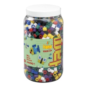 Hama Perlen 8540 Maxi Set 1400 Perle Colorate pentru Copii 3 Diametru 10 mm - Img 1
