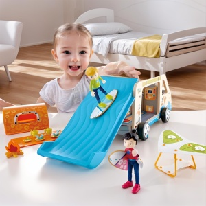 Hape Adventure Van | Autocaravana cu papusi si accesorii, rulota poate fi deschisa, de la 3 ani - Img 2