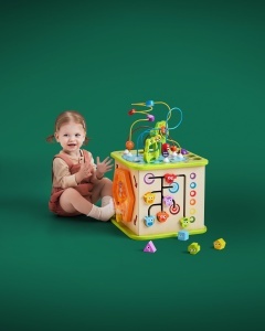 Hape Motorikwurfel Kleine Tierchen Joc Montessori din Lemn pentru Copii 1 ani - Img 5