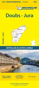 Harta Locala Michelin Doubs, Jura - Scala 1150,000, 3D Relief