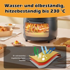 Hartie de copt 20 cm pentru friteuza cu aer cald Ninja, biodegradabila, rezistenta la ulei - Img 5