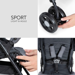 hauck Buggy Sport, Charcoal/Stone - Carucior de calatorie pana 5,9 kg - cu functie de inclinare pentru copii de la nastere pana la 15 kg - Cos de cumparaturi mic pliabil, mare pana la 3 kg - Img 6